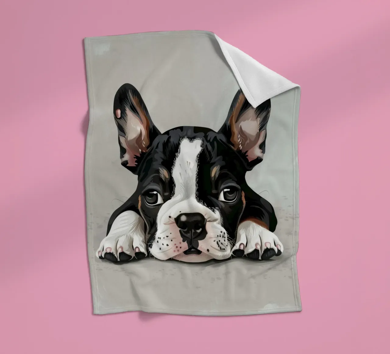 Un chiot bouledogue se reposant avec des yeux doux et une expression calme plaid polaire de DesignDoodle