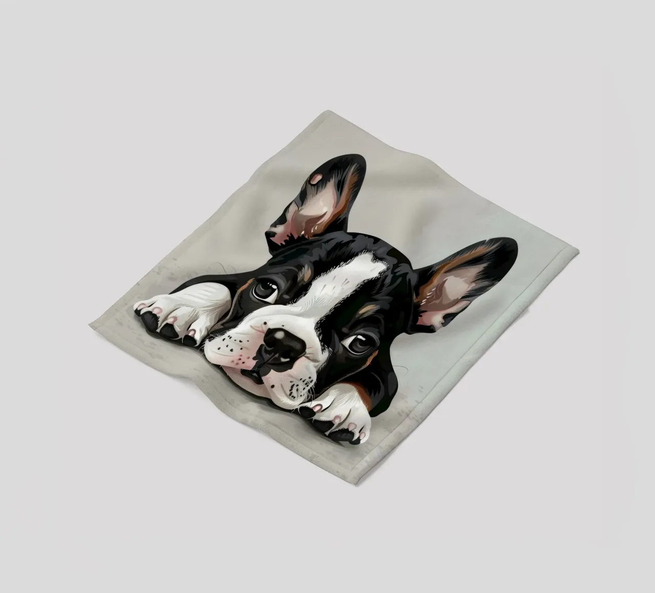 A Bulldog Puppy Resting with Soft Eyes and a Calm Expression fleece blanket by DesignDoodle