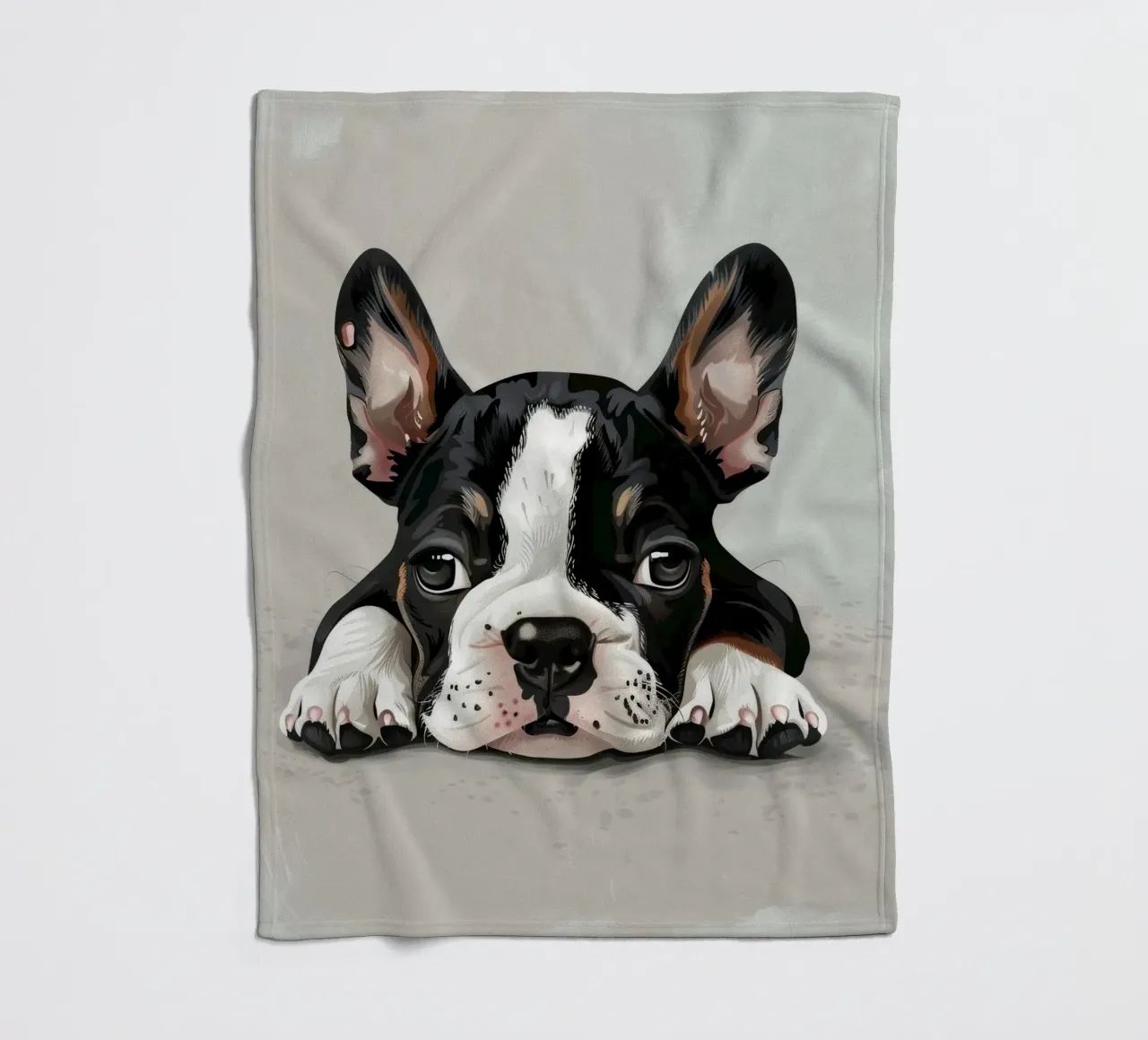 A Bulldog Puppy Resting with Soft Eyes and a Calm Expression fleece blanket by DesignDoodle