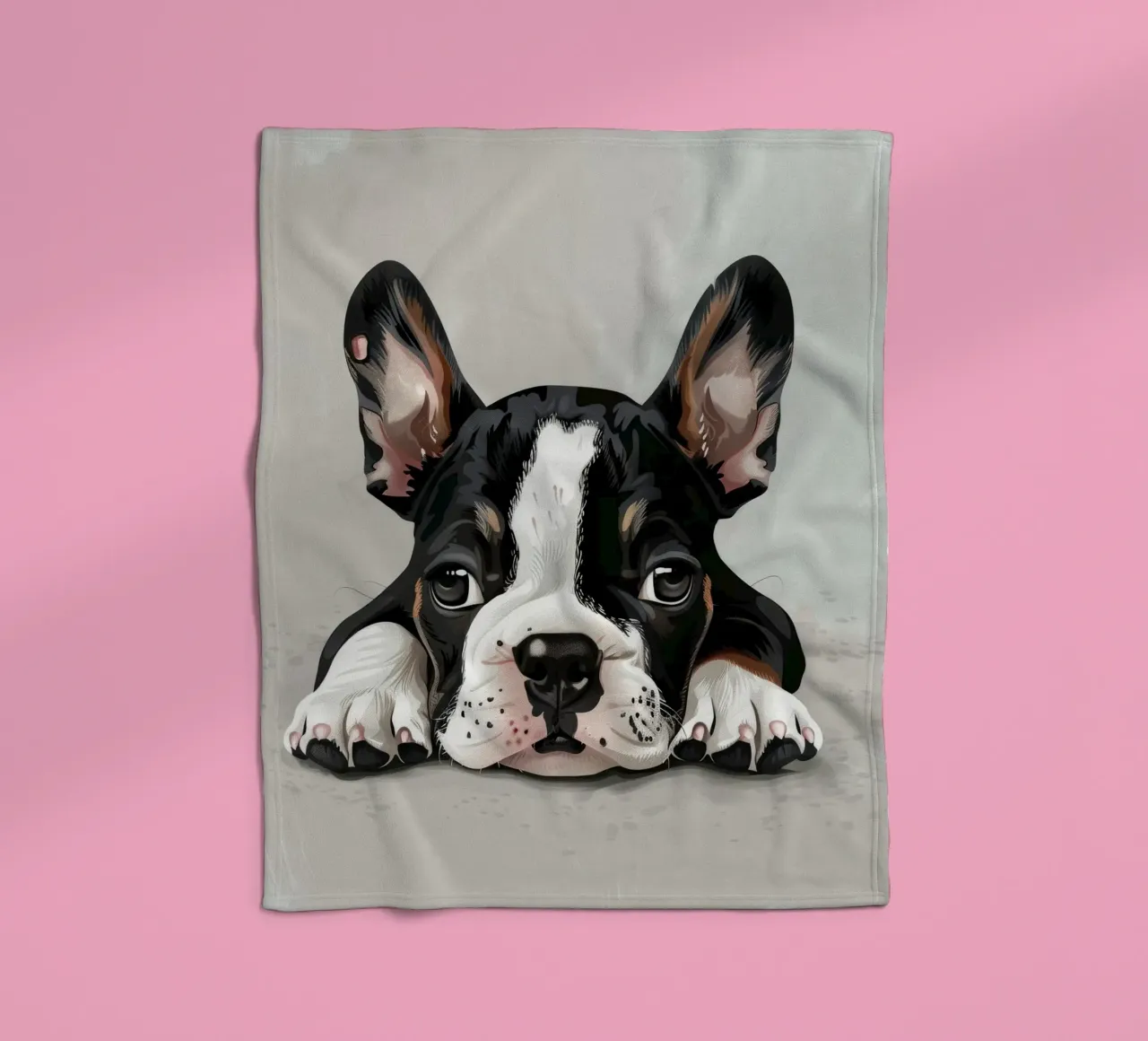 Un chiot bouledogue se reposant avec des yeux doux et une expression calme plaid polaire de DesignDoodle