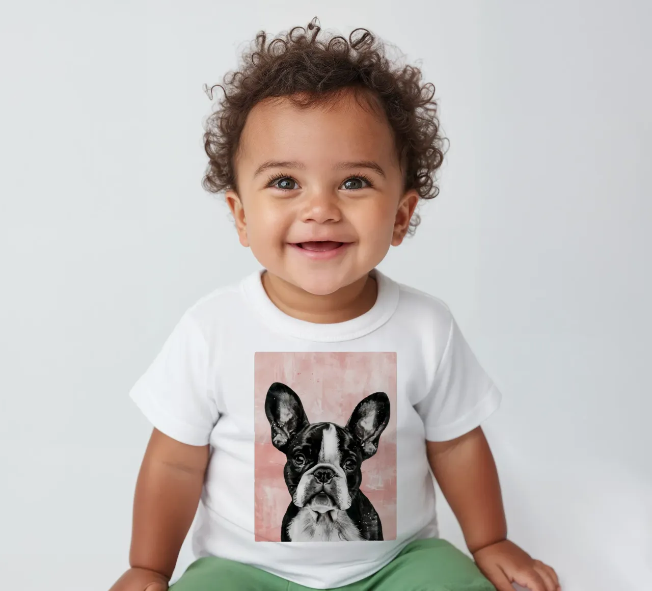Bulldog dallo sguardo dolce, che riposa serenamente in un attimo maglietta neonato da DesignDoodle