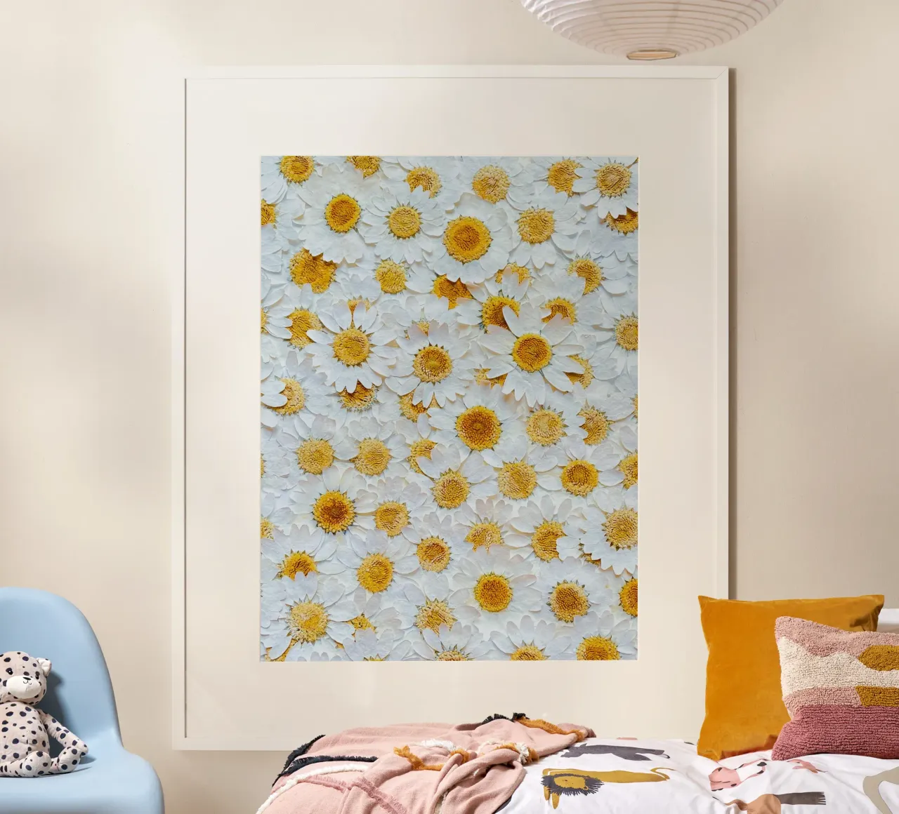 margherite fiori poster con telaio in legno da Earthly Visions