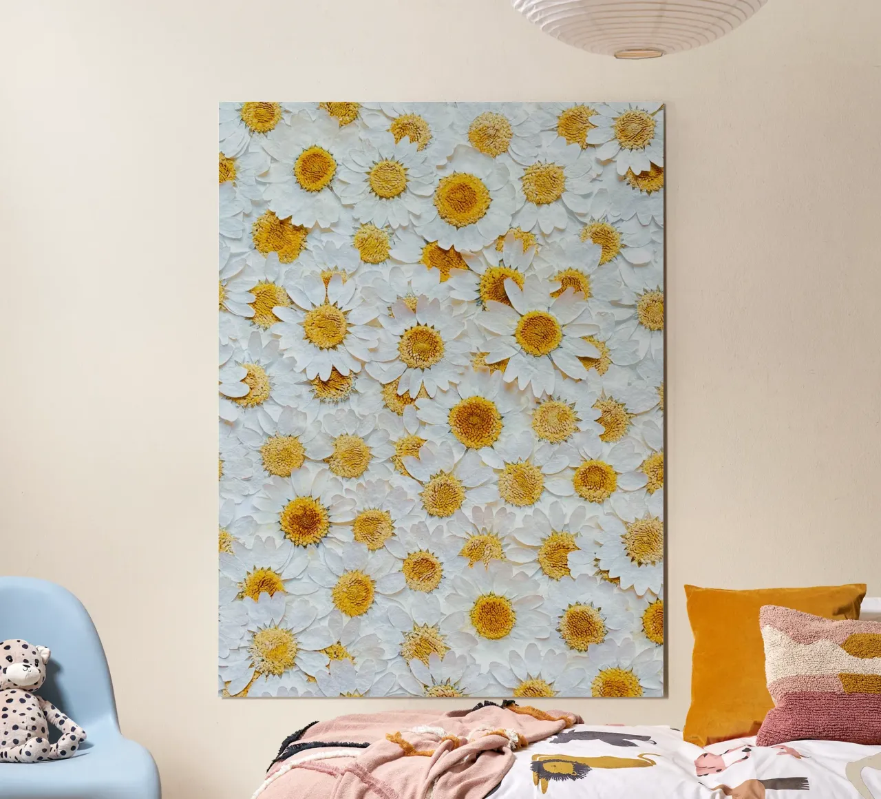 margherite fiori poster con telaio in legno da Earthly Visions