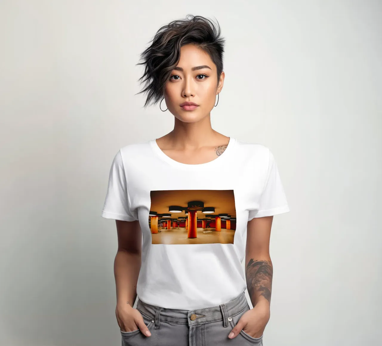 Berlin Underground Metro City Tunnel with skateboarders women's fitted t-shirt by Bold and Retro