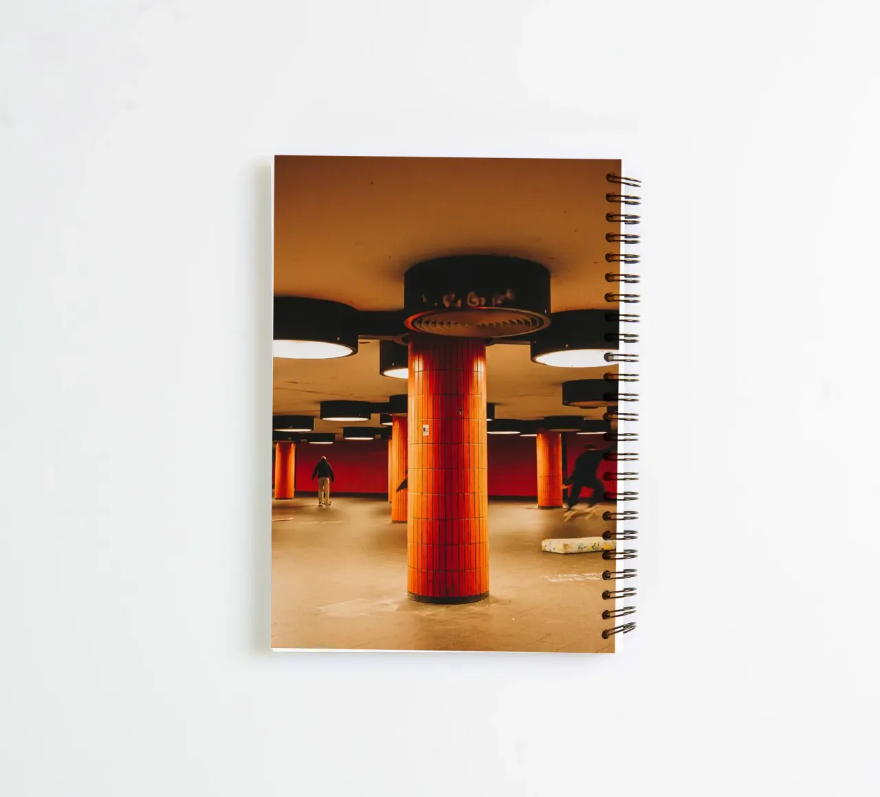 Berlin Underground Metro City Tunnel with skateboarders spiral notebook by Bold and Retro