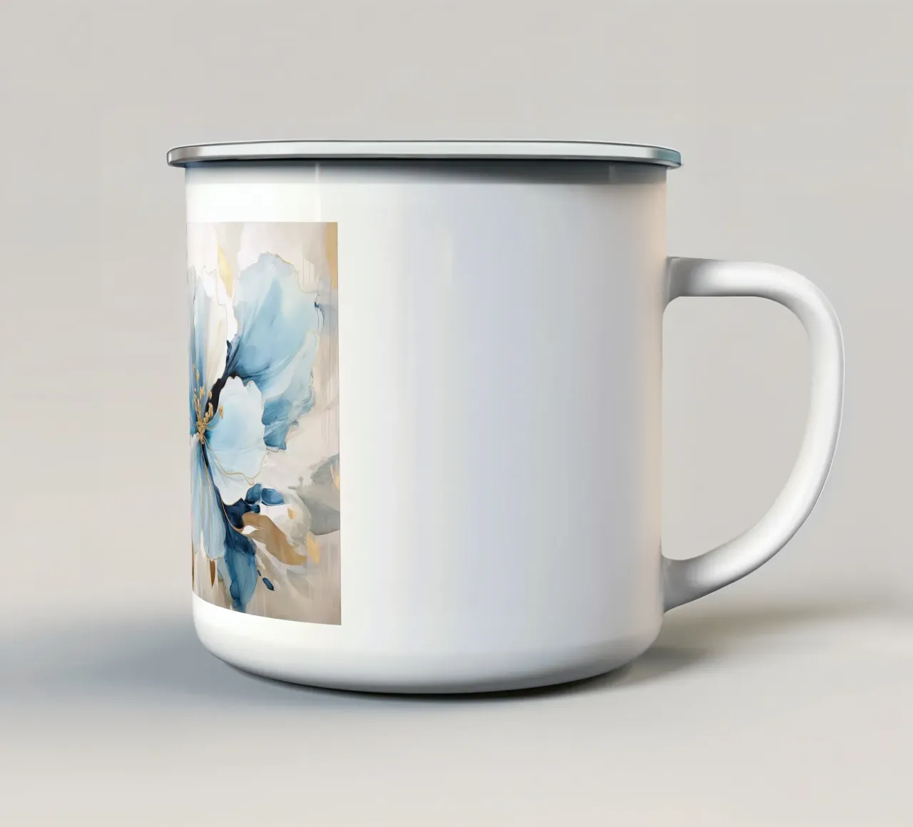 Fiore con accenti blu tazza in smalto da Imagine