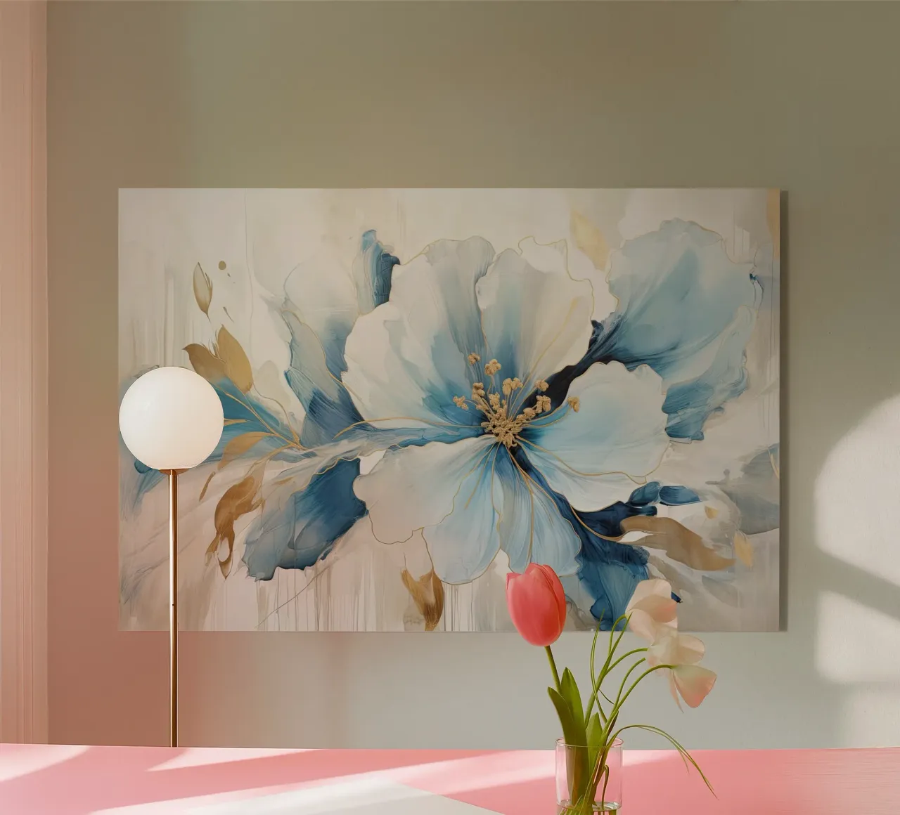 Fiore con accenti blu plexiglass da Imagine
