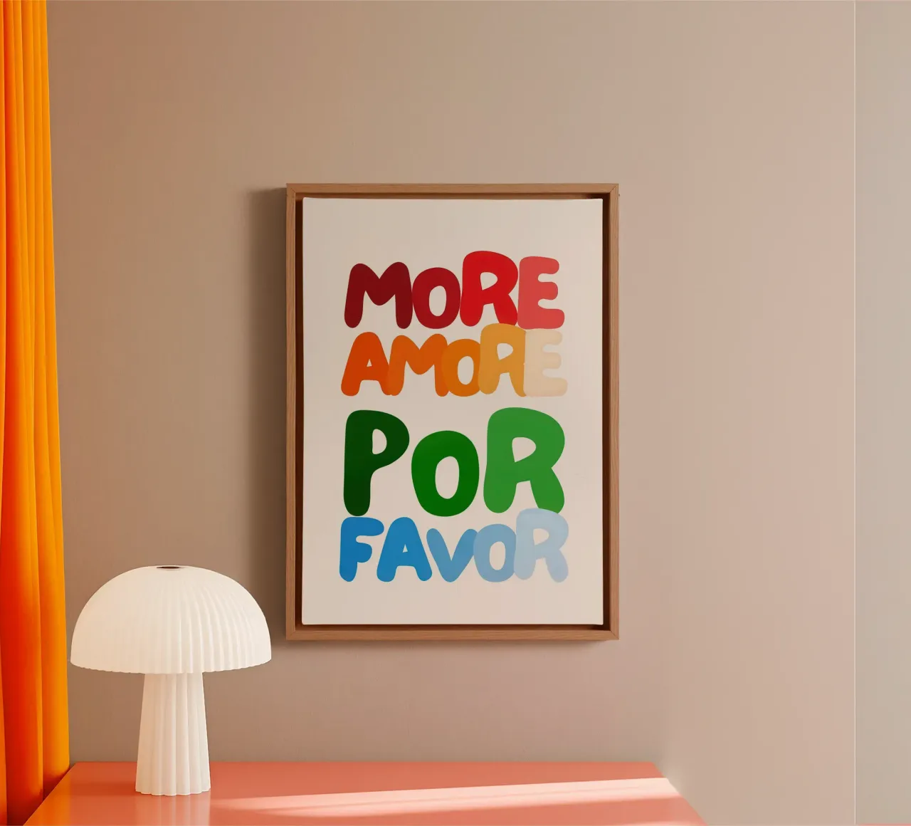 More Amore Por Favor (White) canvas with Floater frame by Attaboy Dsgn
