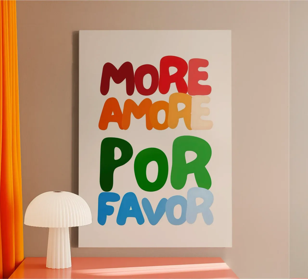 More Amore Por Favor (White) canvas with Floater frame by Attaboy Dsgn