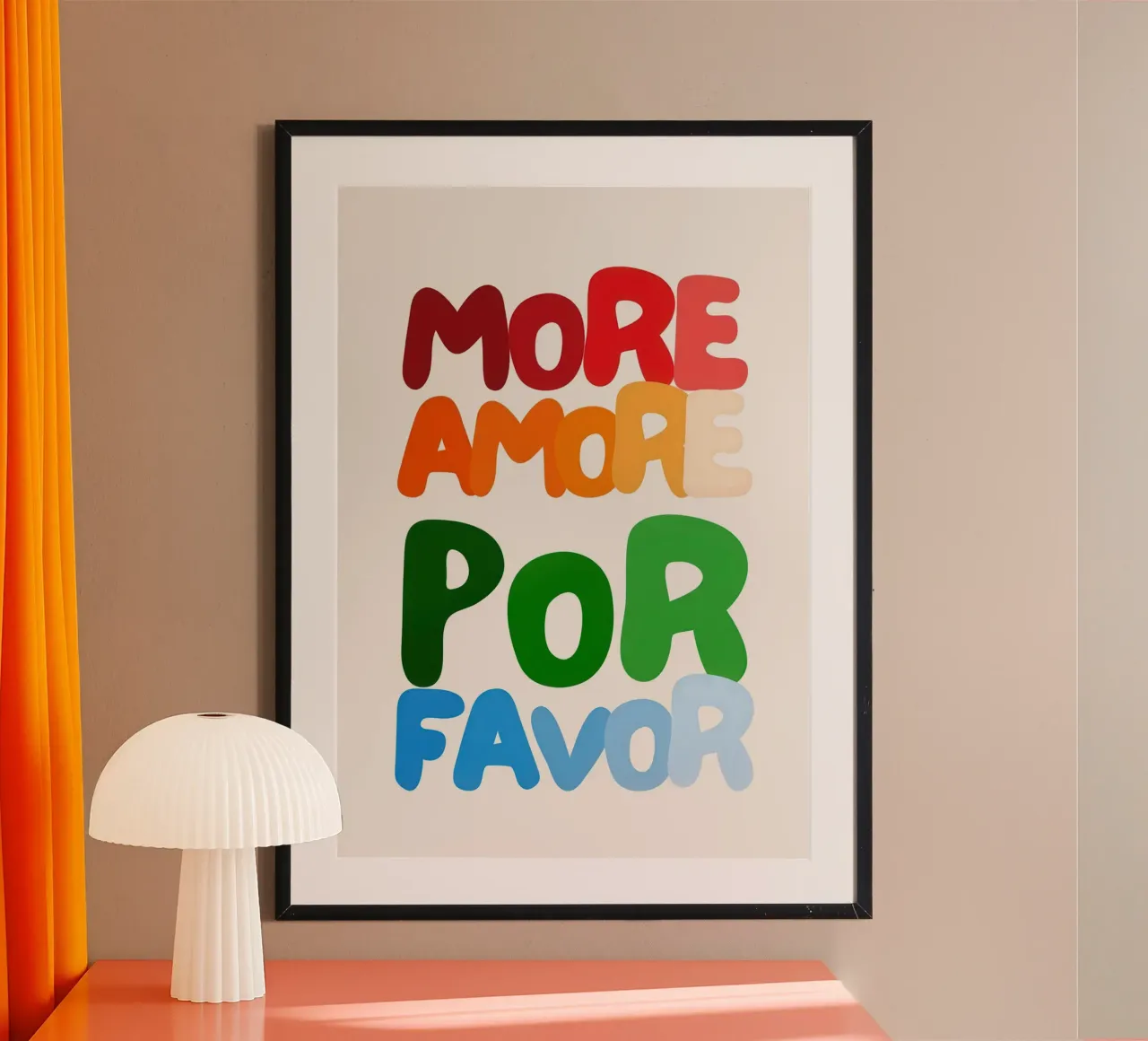 More Amore Por Favor (White) poster con telaio in legno da Attaboy Dsgn