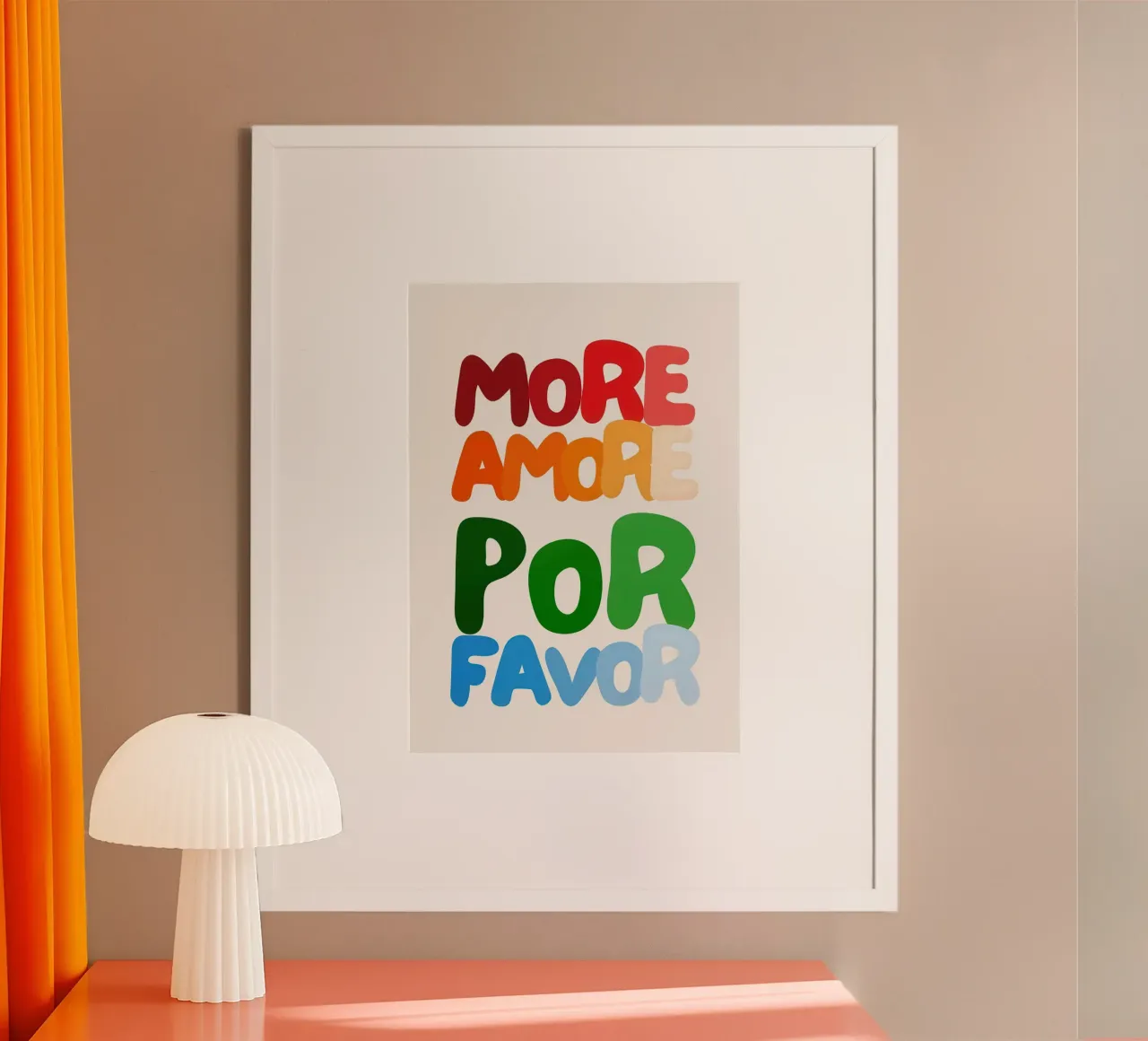More Amore Por Favor (White) poster con telaio in legno da Attaboy Dsgn