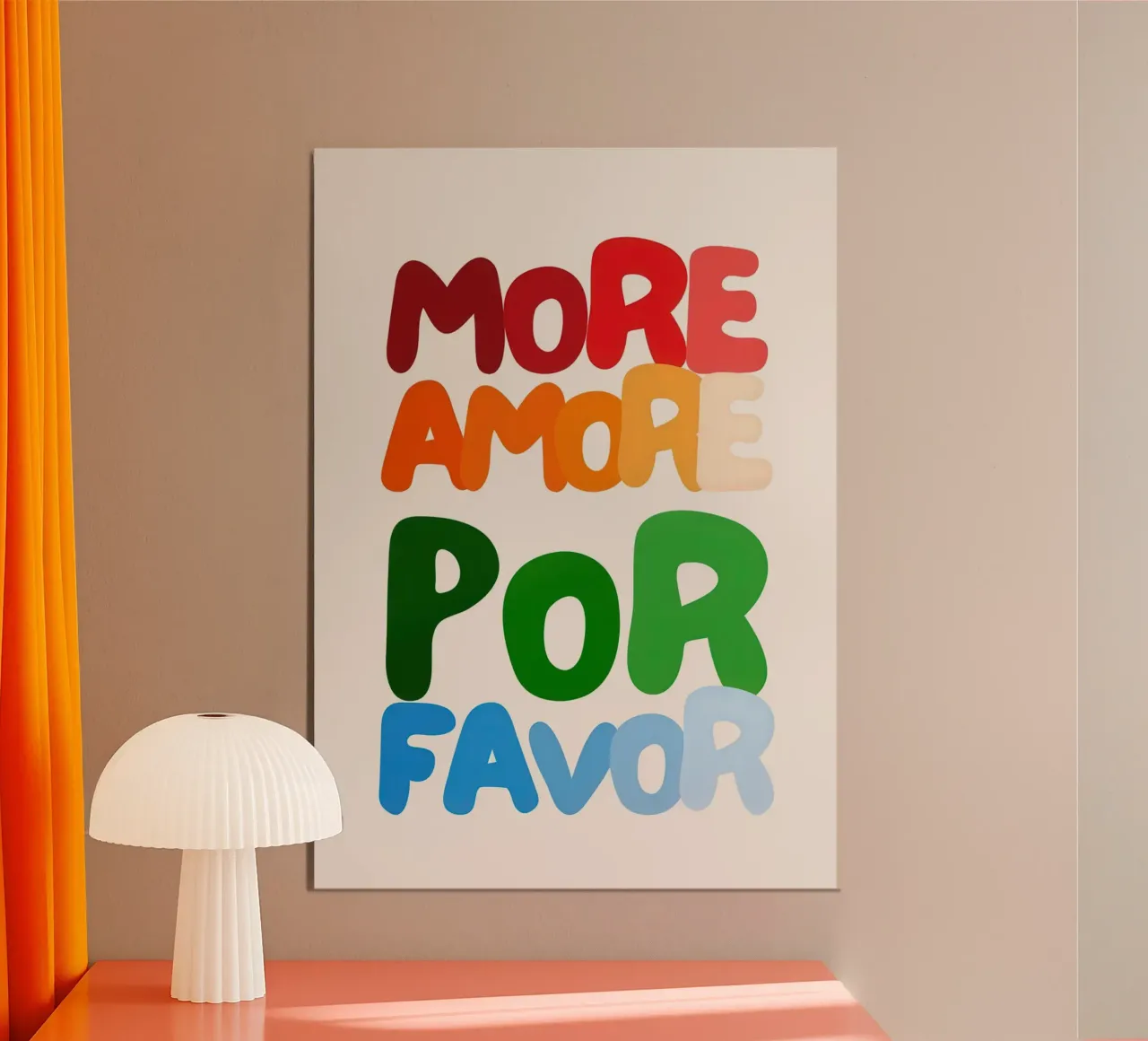 More Amore Por Favor (White) poster con telaio in legno da Attaboy Dsgn