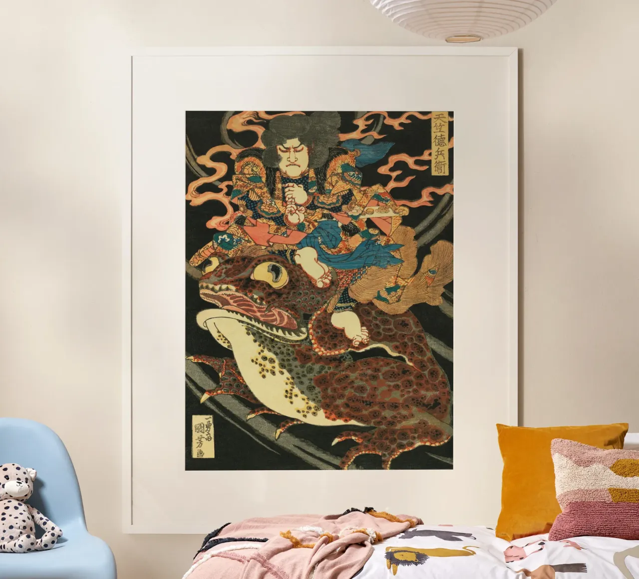 Guerrier samouraï chevauchant un crapaud géant - Ukiyo-e japonais d'époque hahnemühle de Masterpieces Of Japanese Art