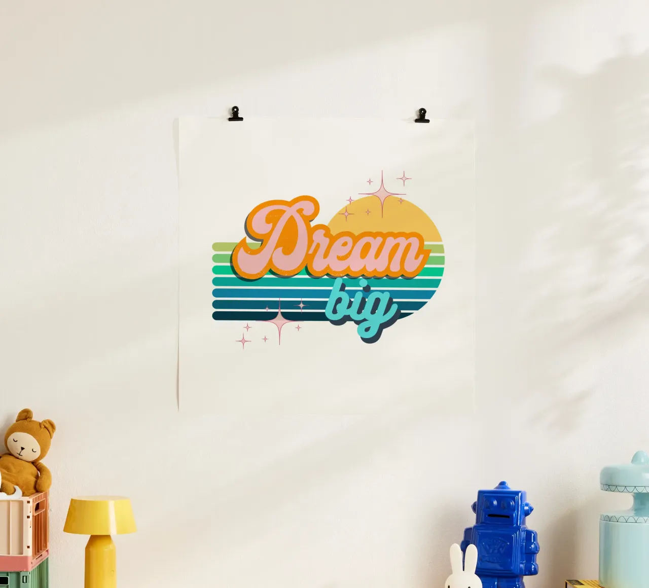 dream big retro poster con telaio in legno da fummelhummel