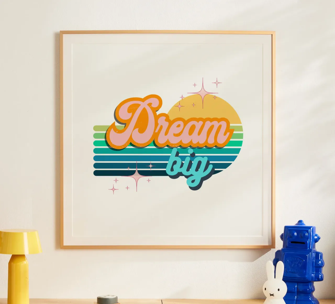 dream big retro poster con telaio in legno da fummelhummel