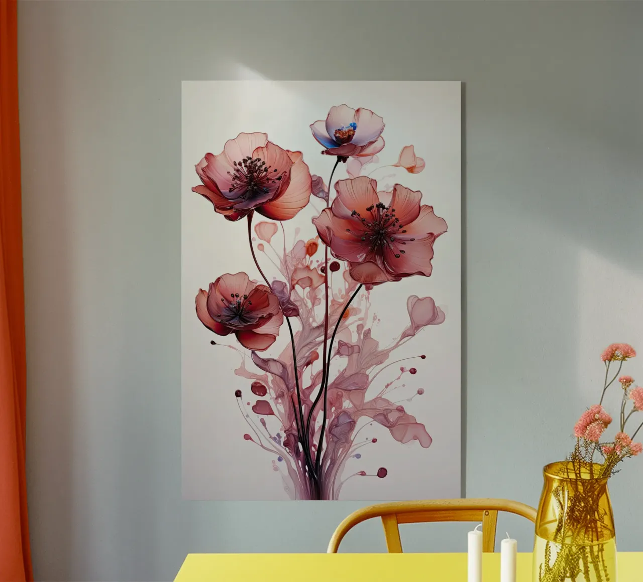 Fiori rossi plexiglass da Imagine