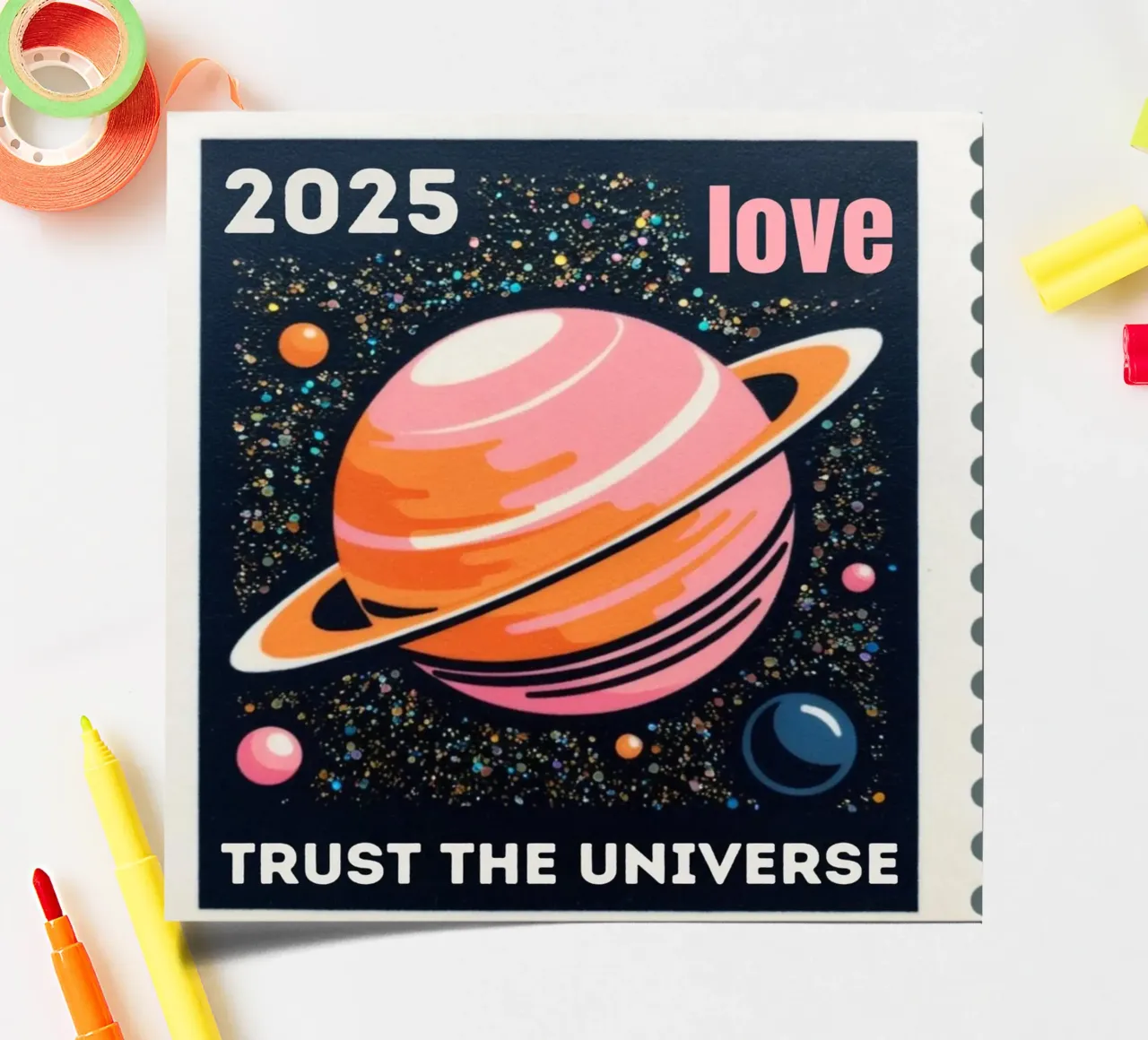 trust universe briefmarke Stickerbogen von fummelhummel