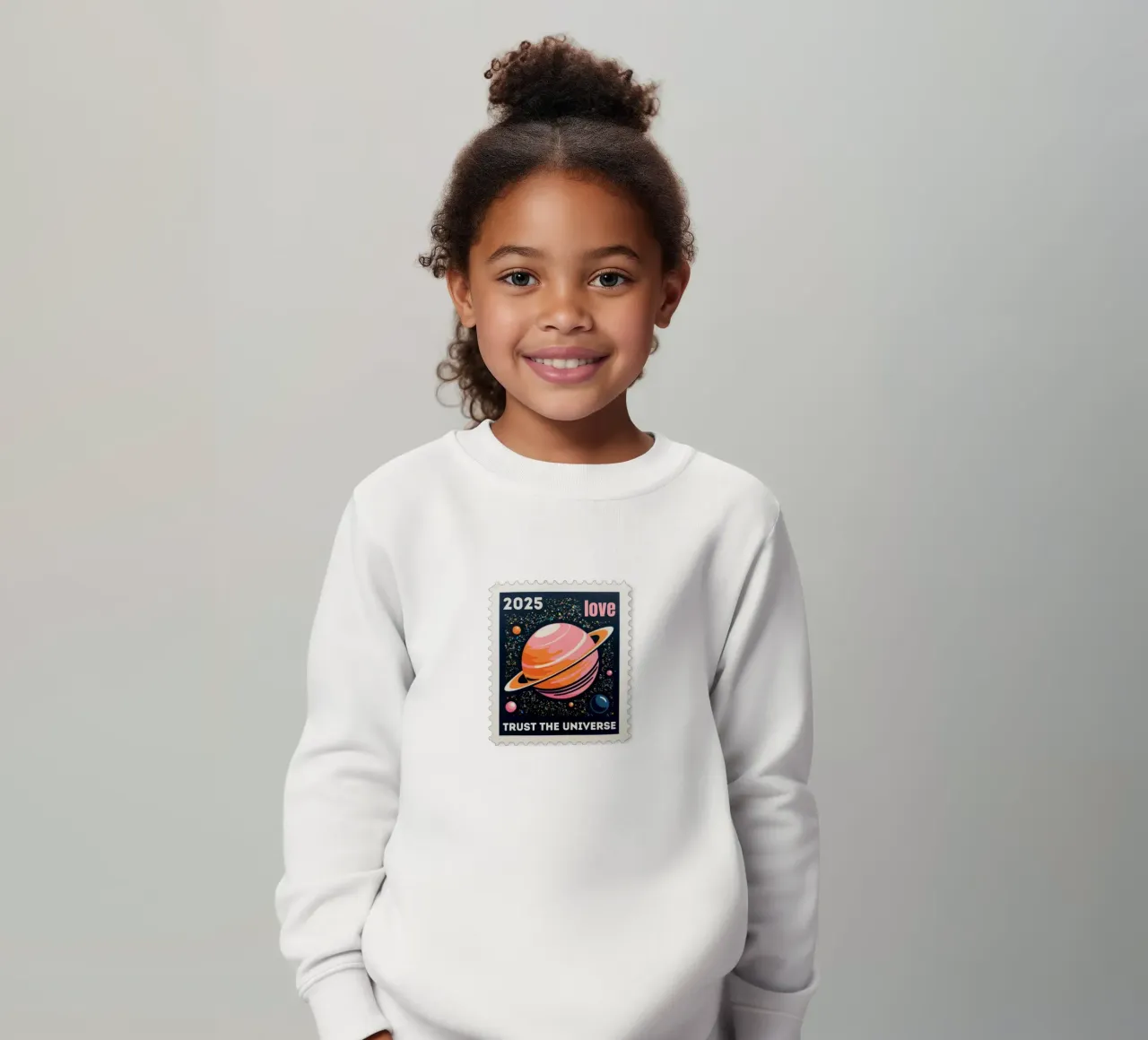 trust the universe briefmarke felpa bambino da fummelhummel