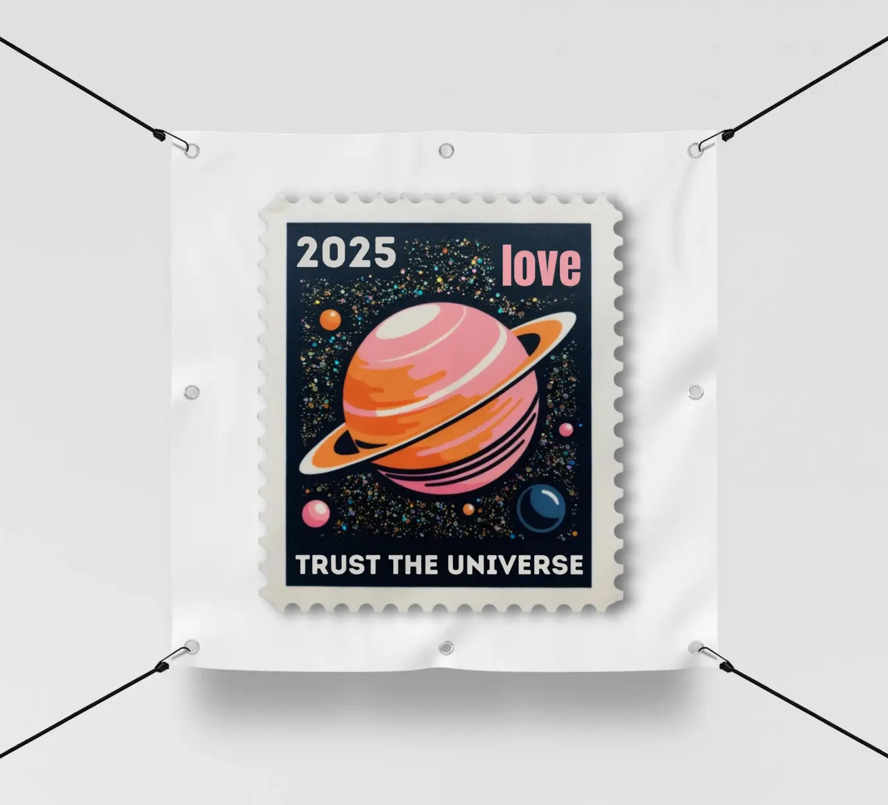trust the universe briefmarke telo in pvc da fummelhummel