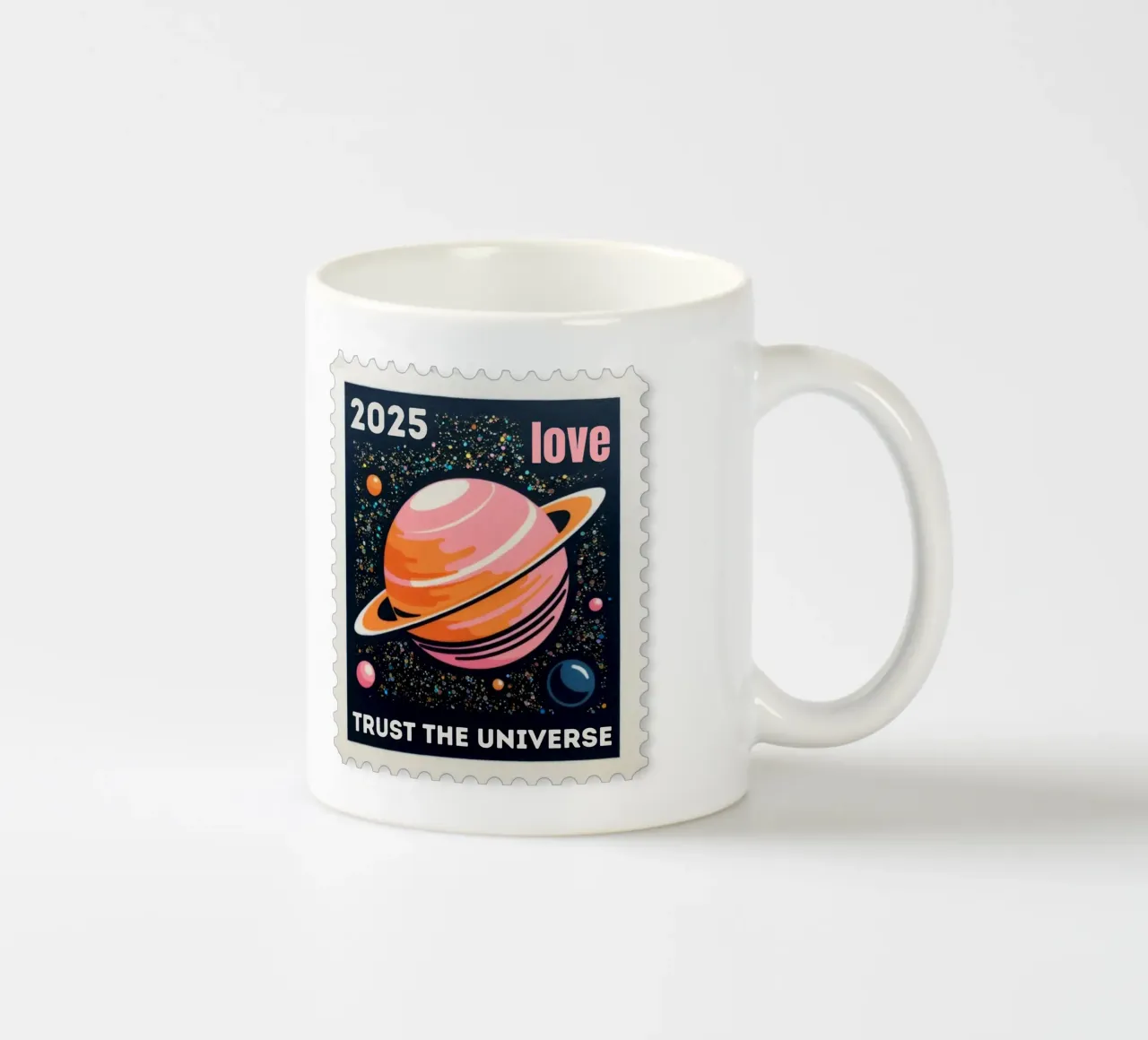 trust the universe briefmarke tazza in ceramica da fummelhummel