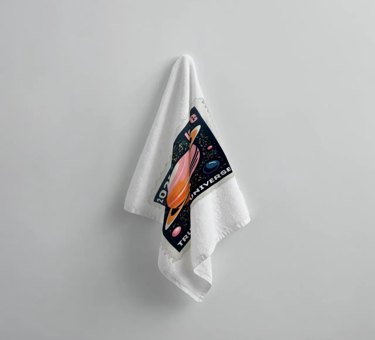 trust the universe briefmarke asciugamano da bagno da fummelhummel