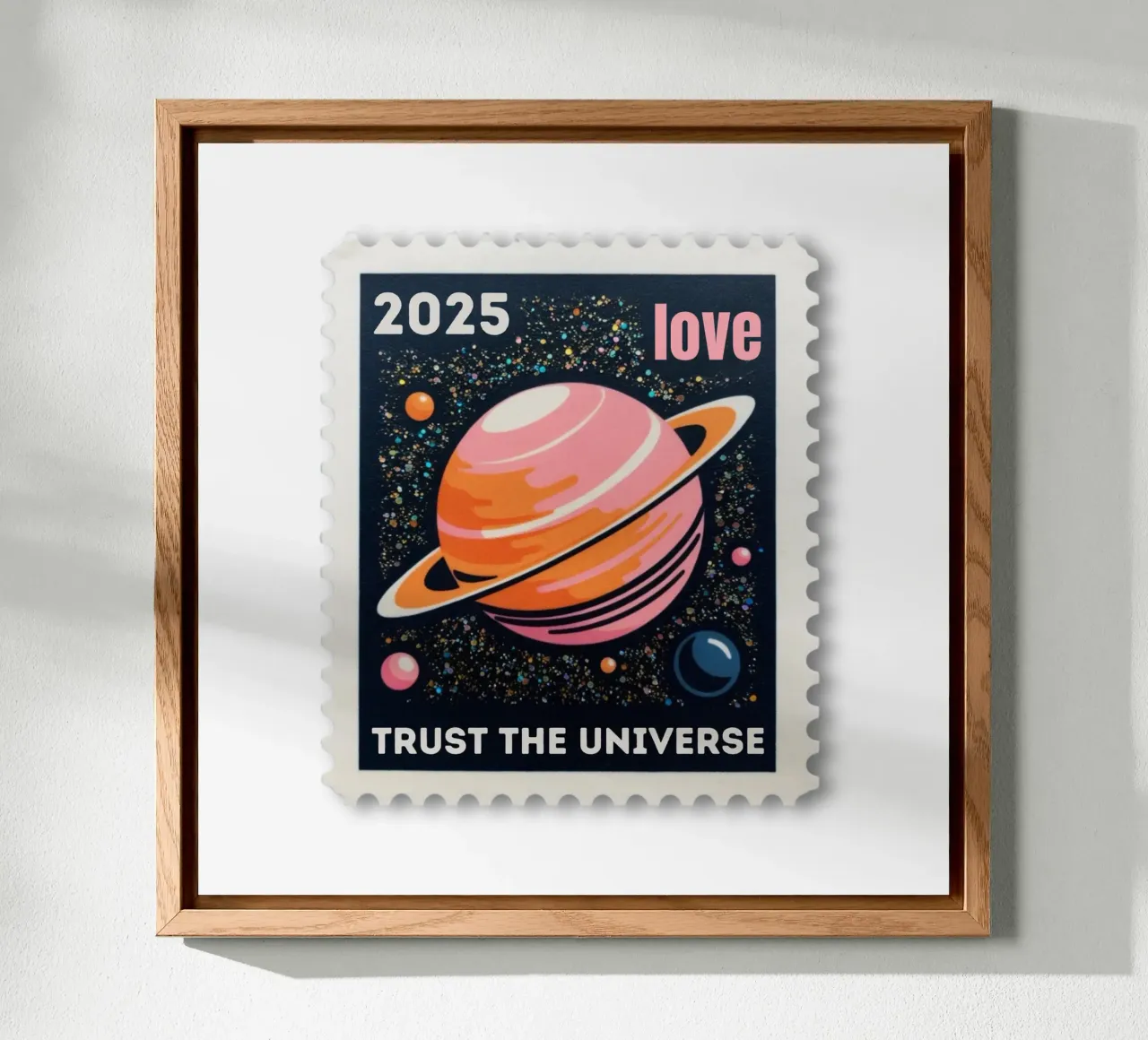 trust the universe briefmarke alluminio dibond da fummelhummel