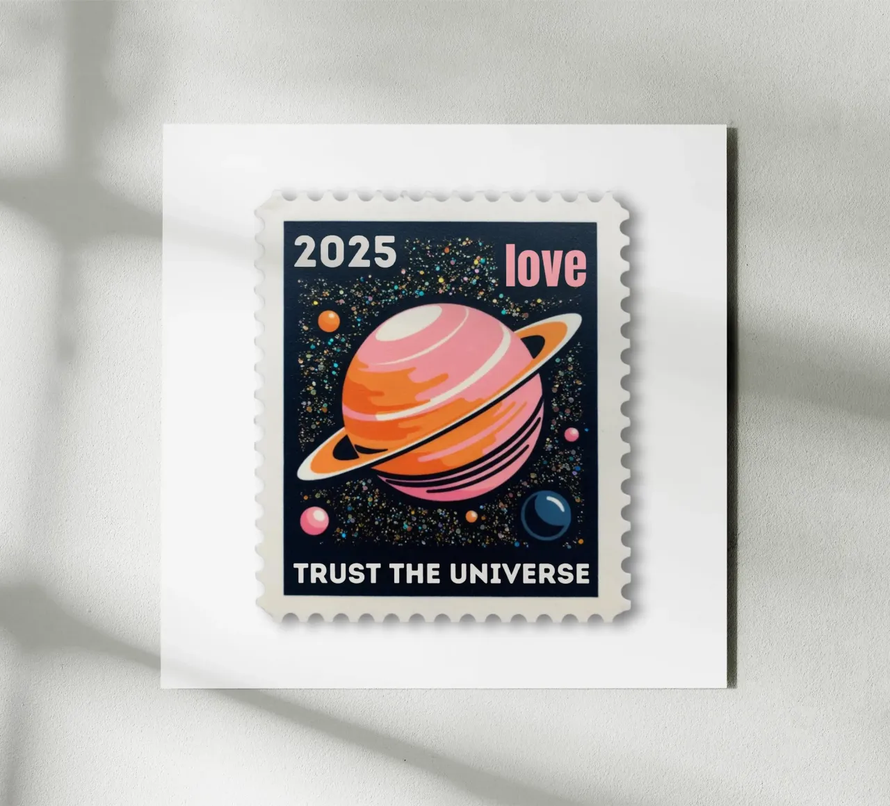 trust the universe briefmarke alluminio dibond da fummelhummel