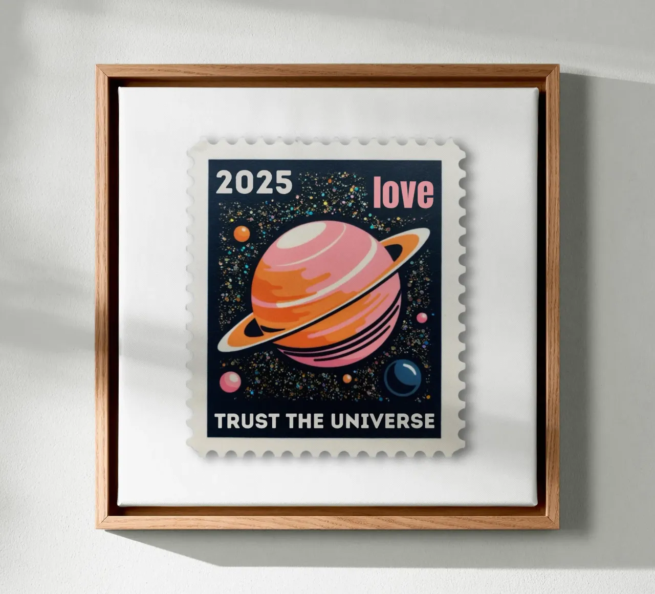 trust the universe briefmarke tela con Cornice a cassetta da fummelhummel
