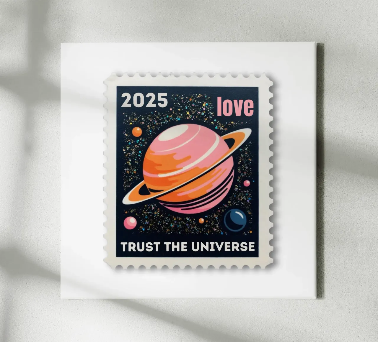 trust the universe briefmarke tela con Cornice a cassetta da fummelhummel