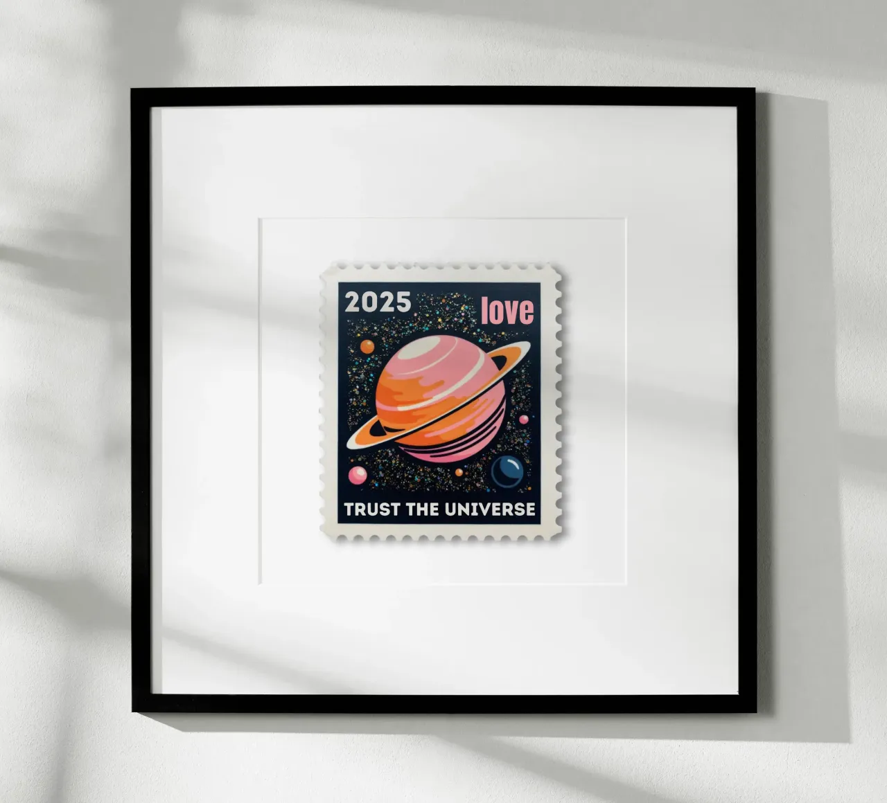 trust the universe briefmarke poster da fummelhummel