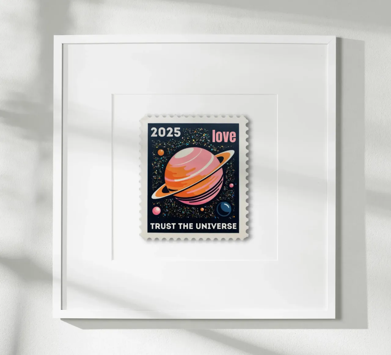 trust the universe briefmarke poster da fummelhummel