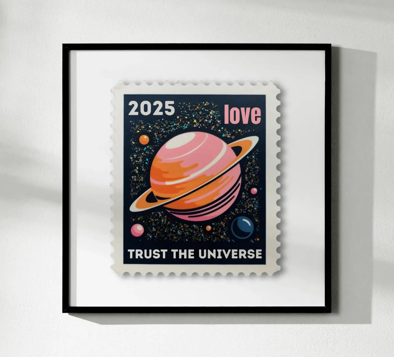 trust the universe briefmarke poster da fummelhummel