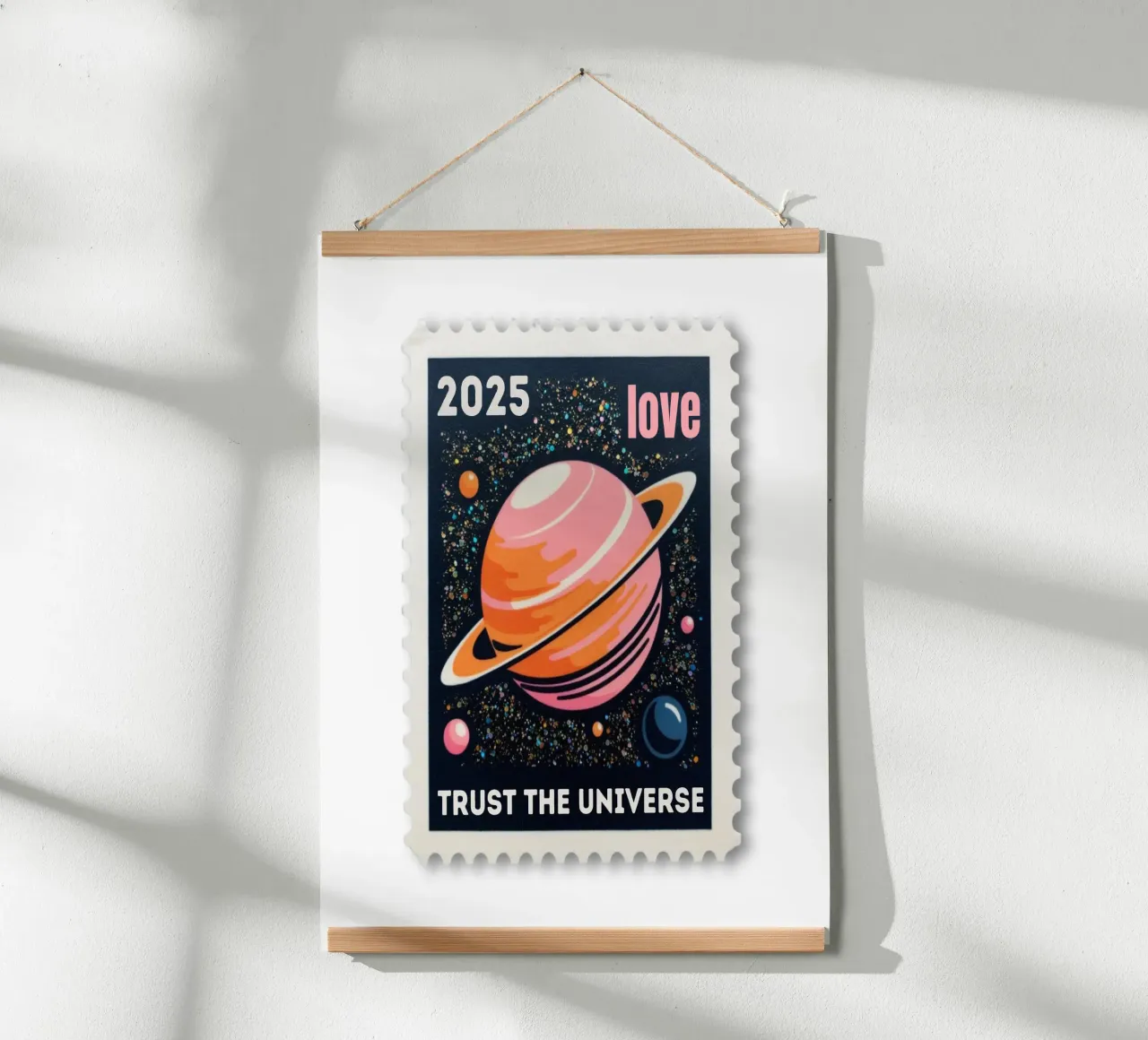 trust the universe briefmarke poster da fummelhummel
