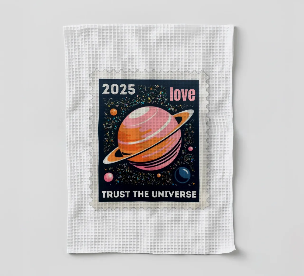 trust the universe briefmarke canovaccio da cucina da fummelhummel