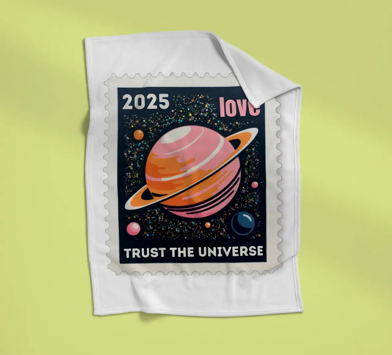 trust the universe briefmarke coperta in pile da fummelhummel