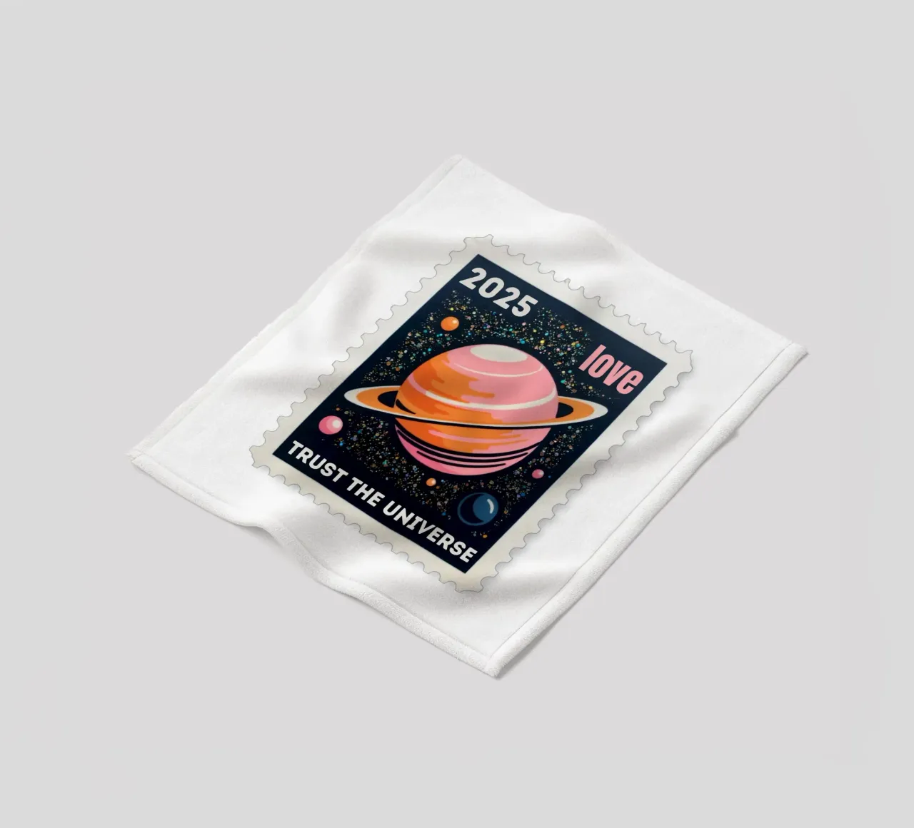 trust the universe briefmarke coperta in pile da fummelhummel