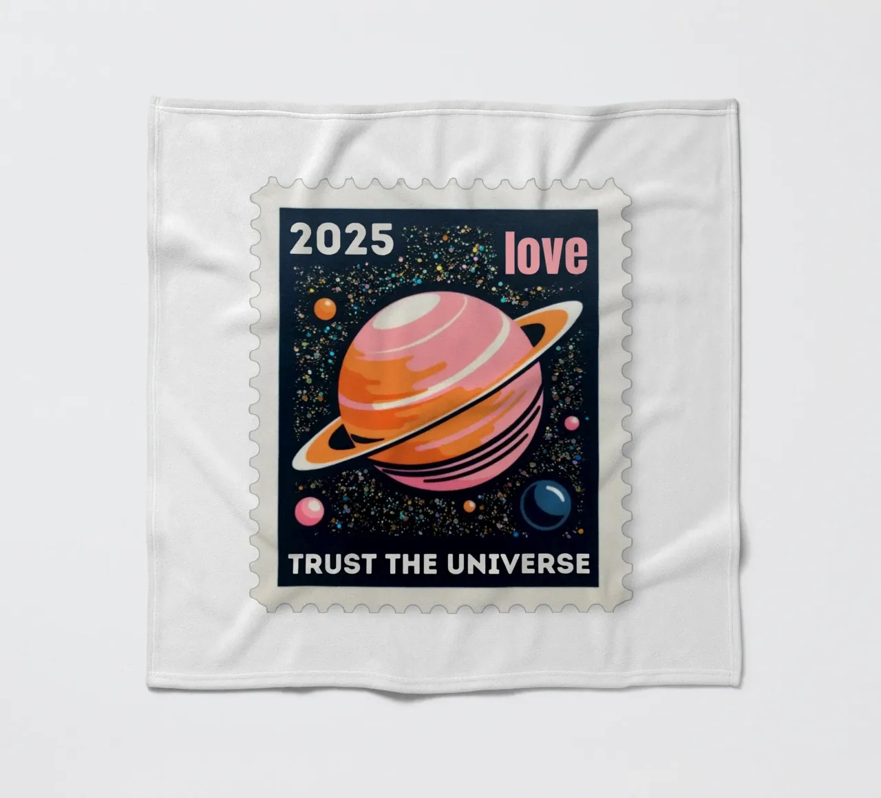 trust the universe briefmarke coperta in pile da fummelhummel