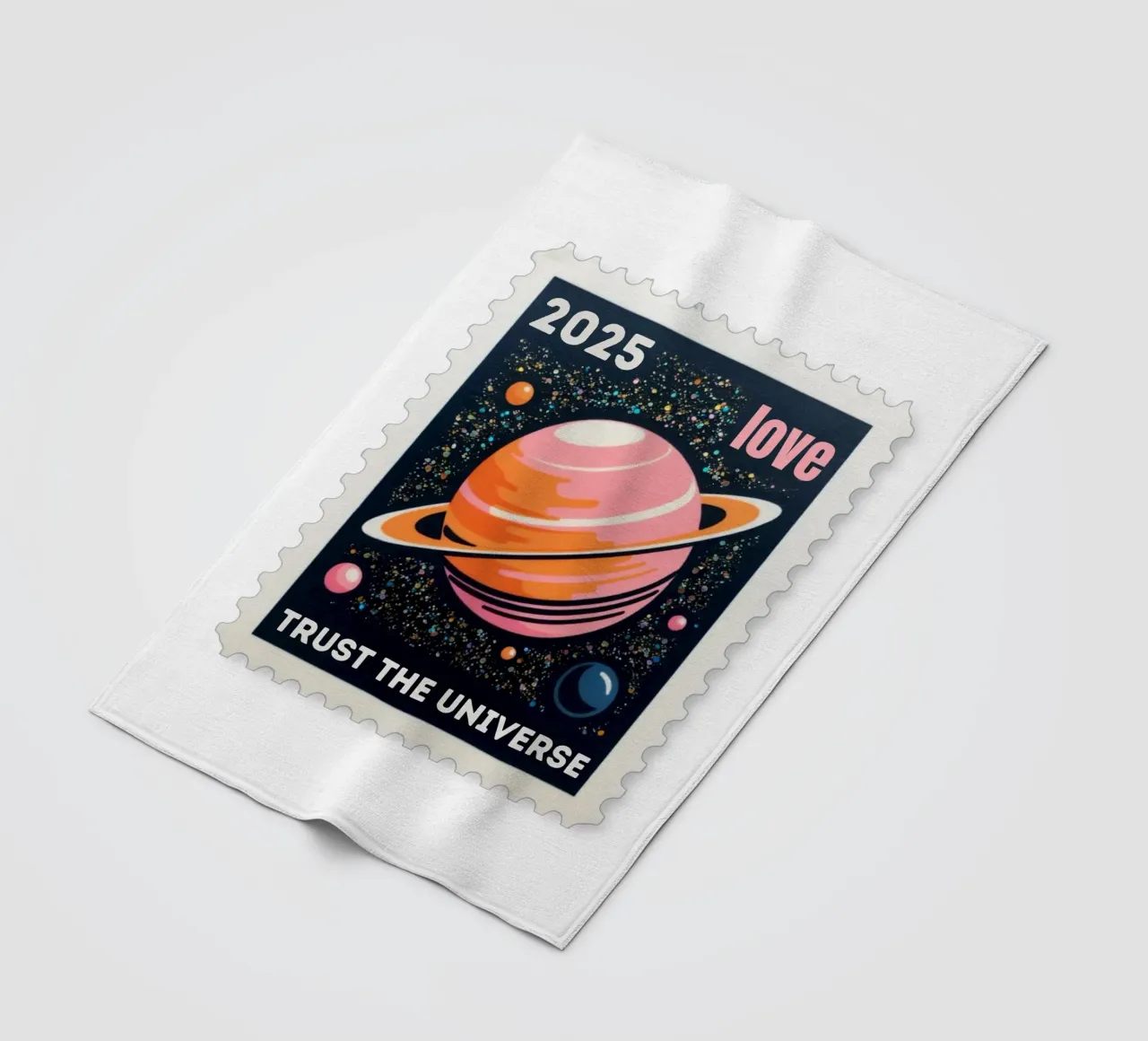 trust the universe briefmarke coperta in pile da fummelhummel