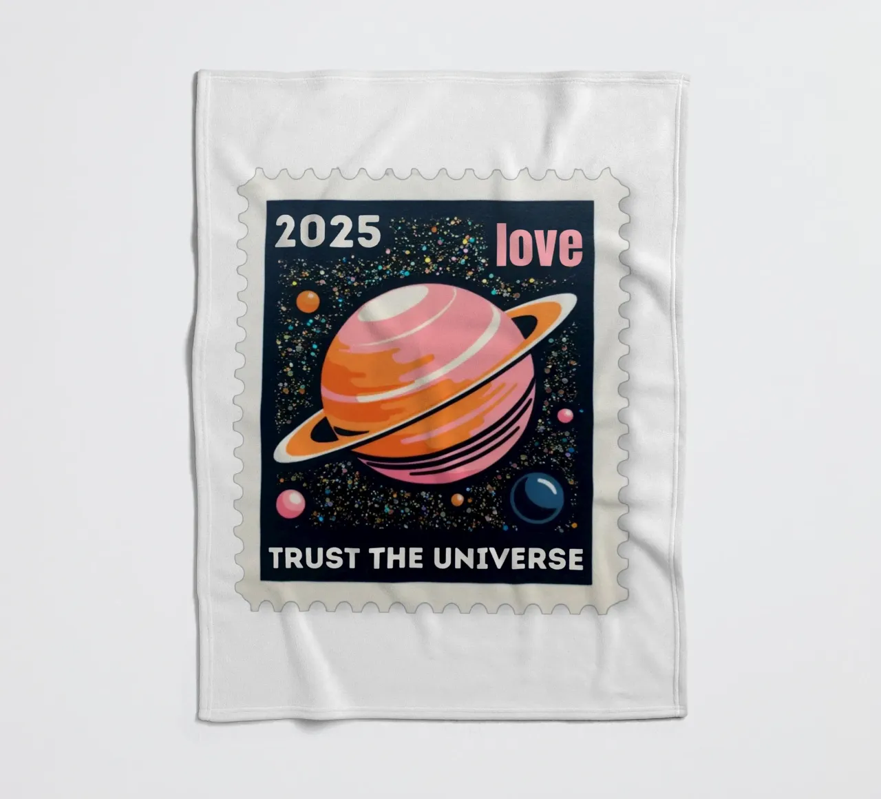 trust the universe briefmarke coperta in pile da fummelhummel