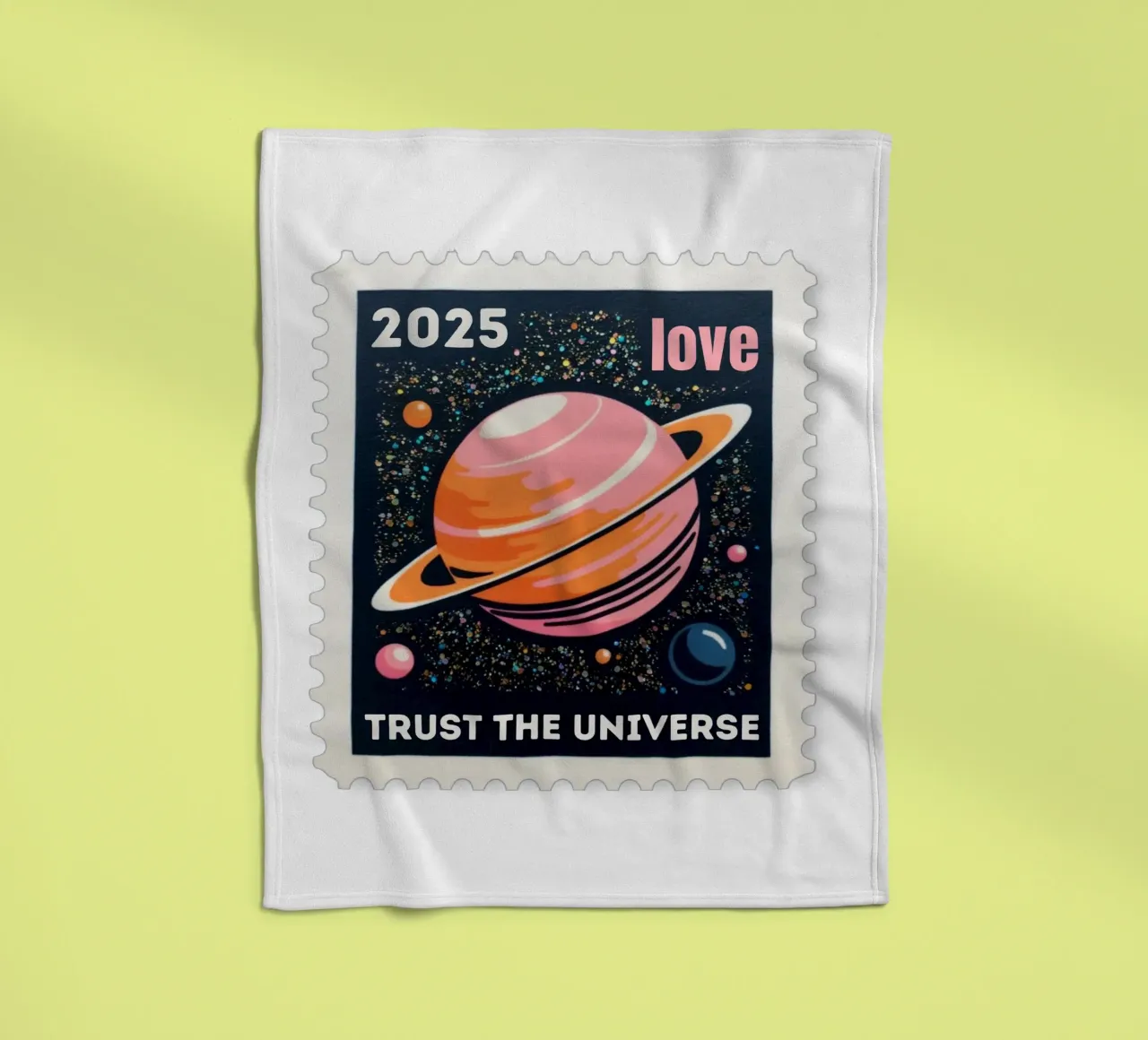 trust the universe briefmarke coperta in pile da fummelhummel
