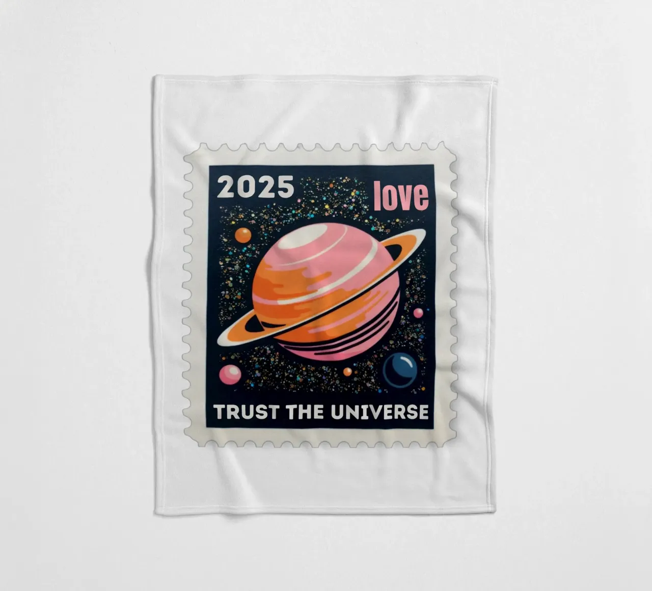 trust the universe briefmarke coperta in pile da fummelhummel