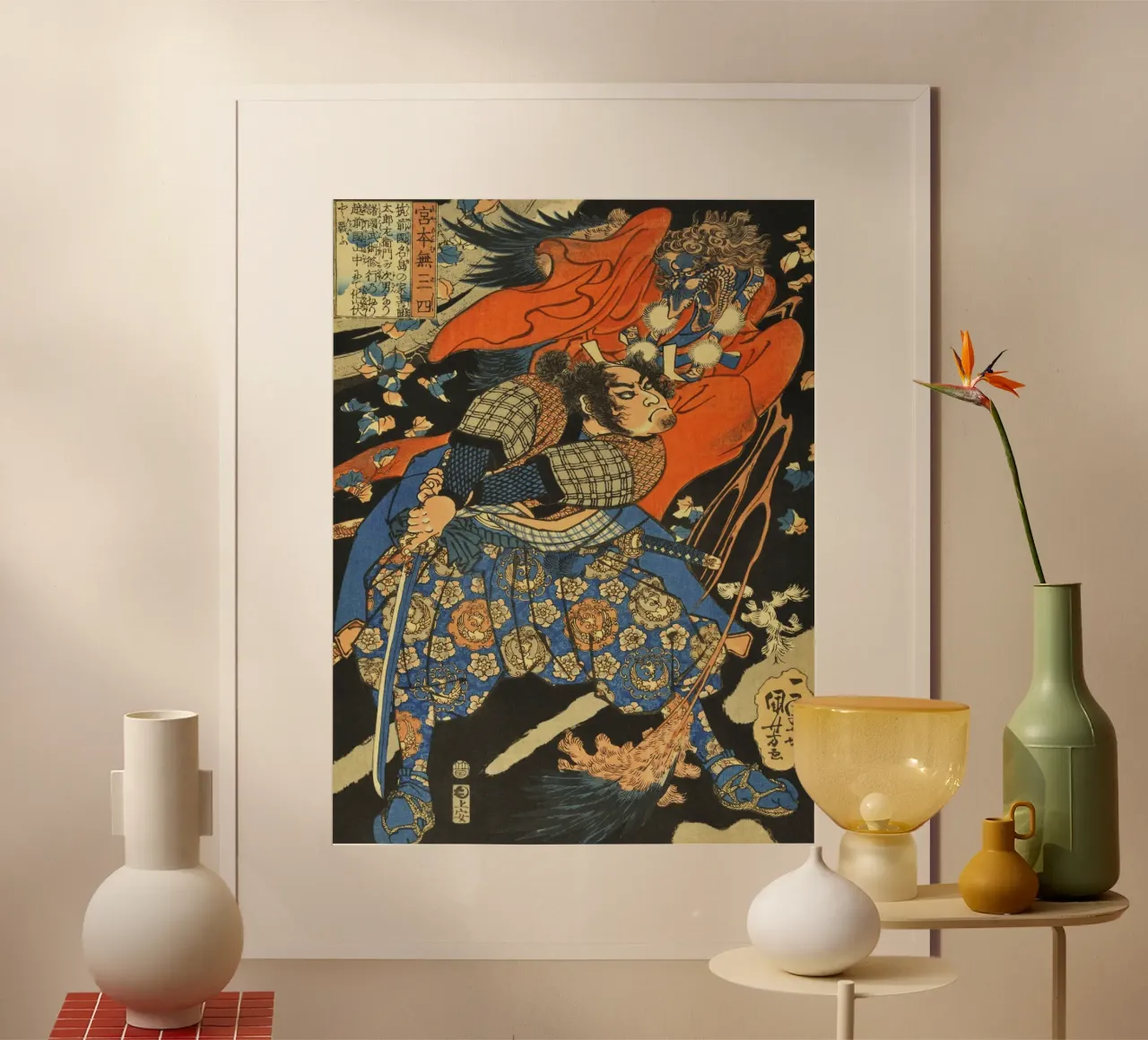 Samouraï combattant le démon Tengu - Ukiyo-e japonais d'époque poster de Masterpieces Of Japanese Art
