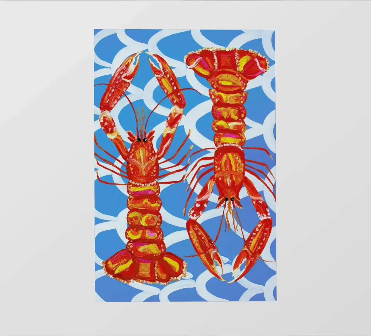 Langoustines On Blue Wavey PVC Plane von Alice Straker