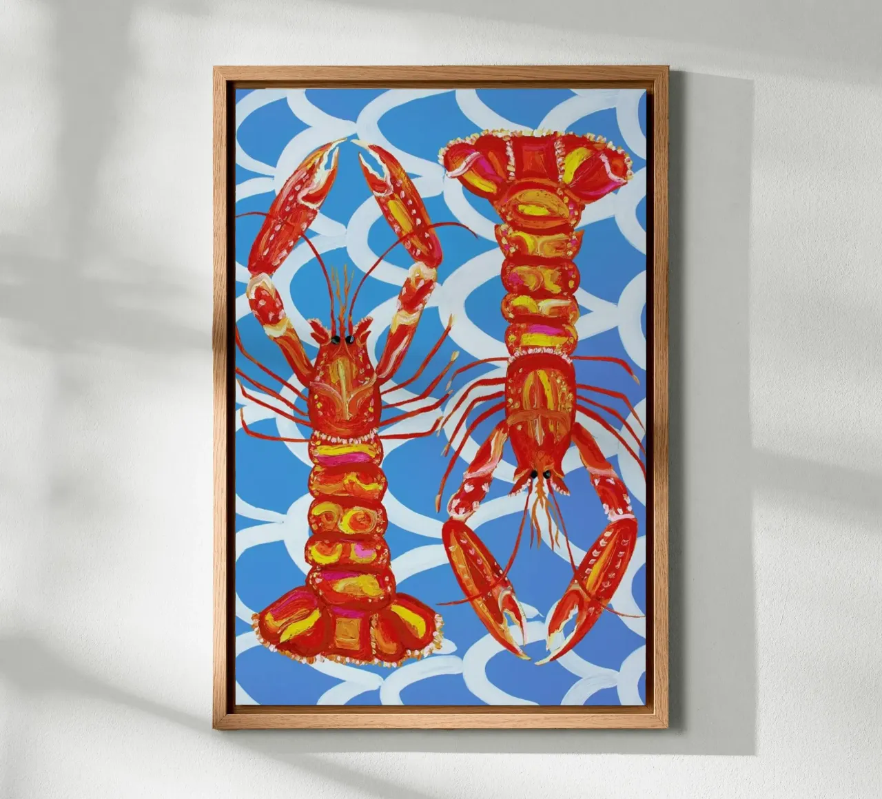 Langoustines On Blue Wavey alu-dibond by Alice Straker