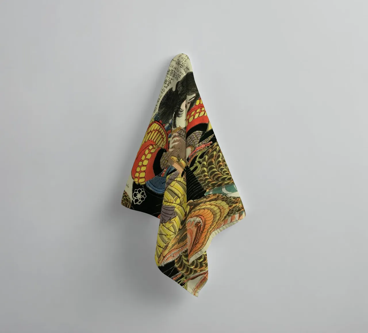 Samouraï combattant un serpent géant - Ukiyo-e japonais d'époque serviette de bain de Masterpieces Of Japanese Art