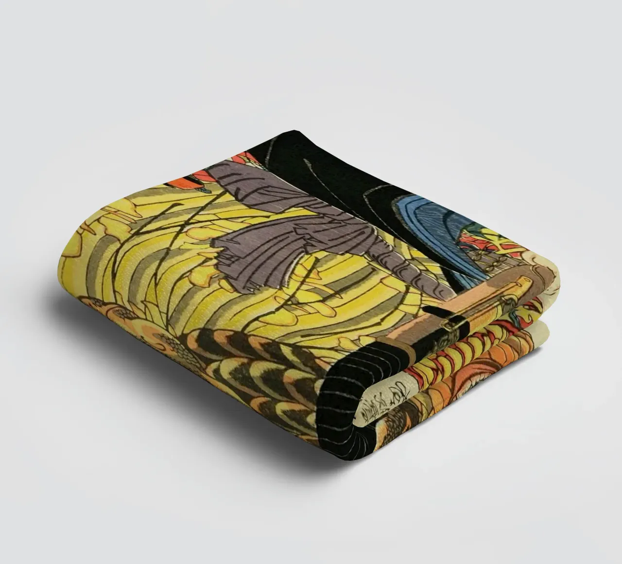 Samouraï combattant un serpent géant - Ukiyo-e japonais d'époque serviette de bain de Masterpieces Of Japanese Art