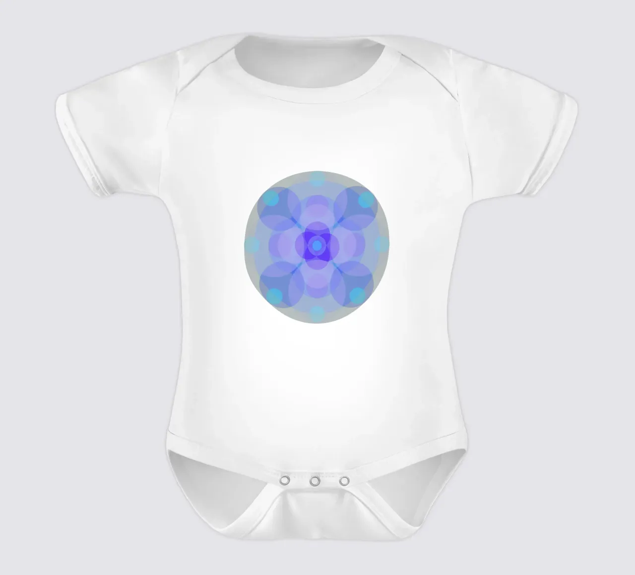 Mandala astratto floreale retrò blu-viola body neonato maniche corte da Lilou Art