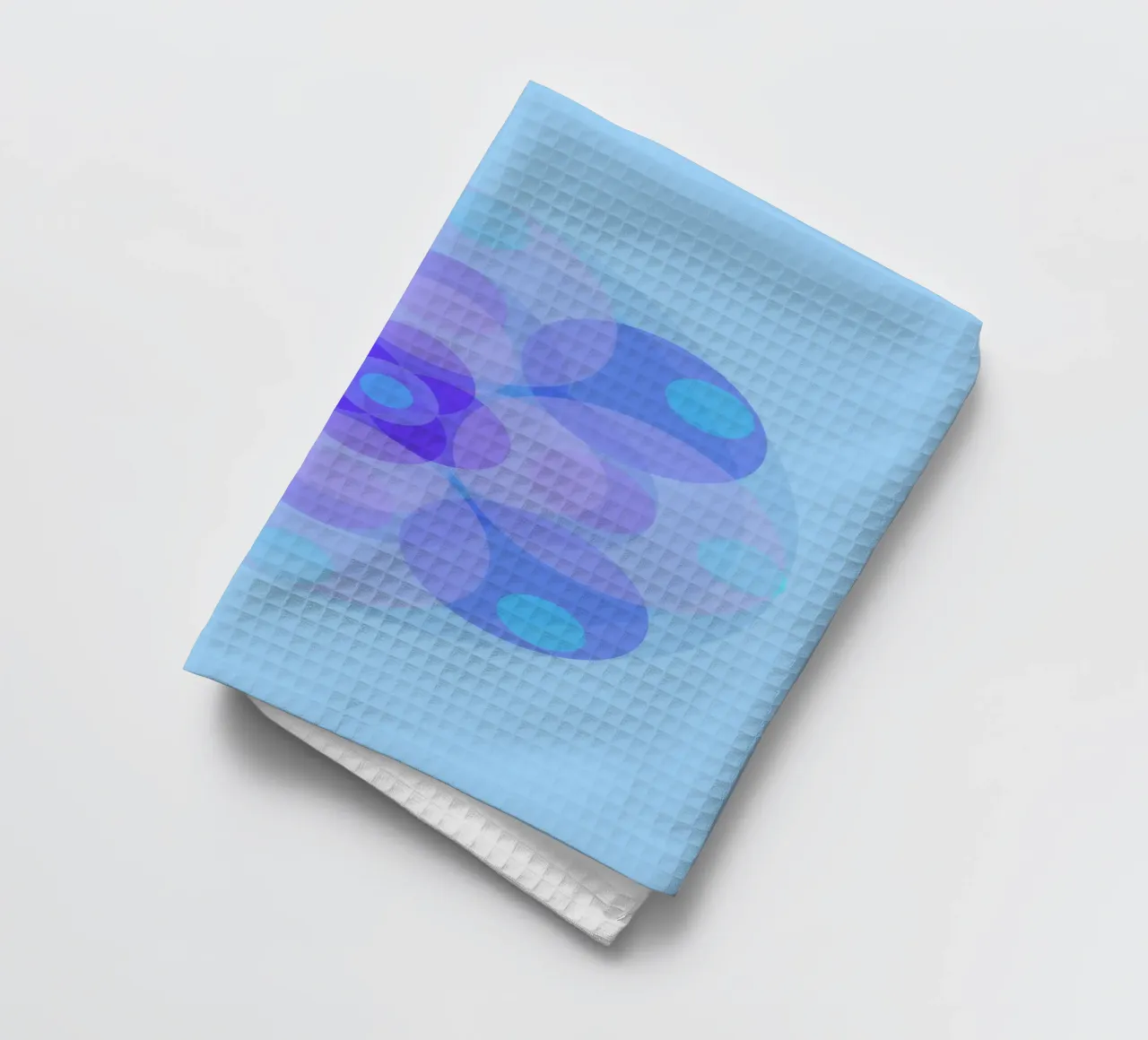 Blue-purple retro floral abstract mandala tea towel by Lilou Art