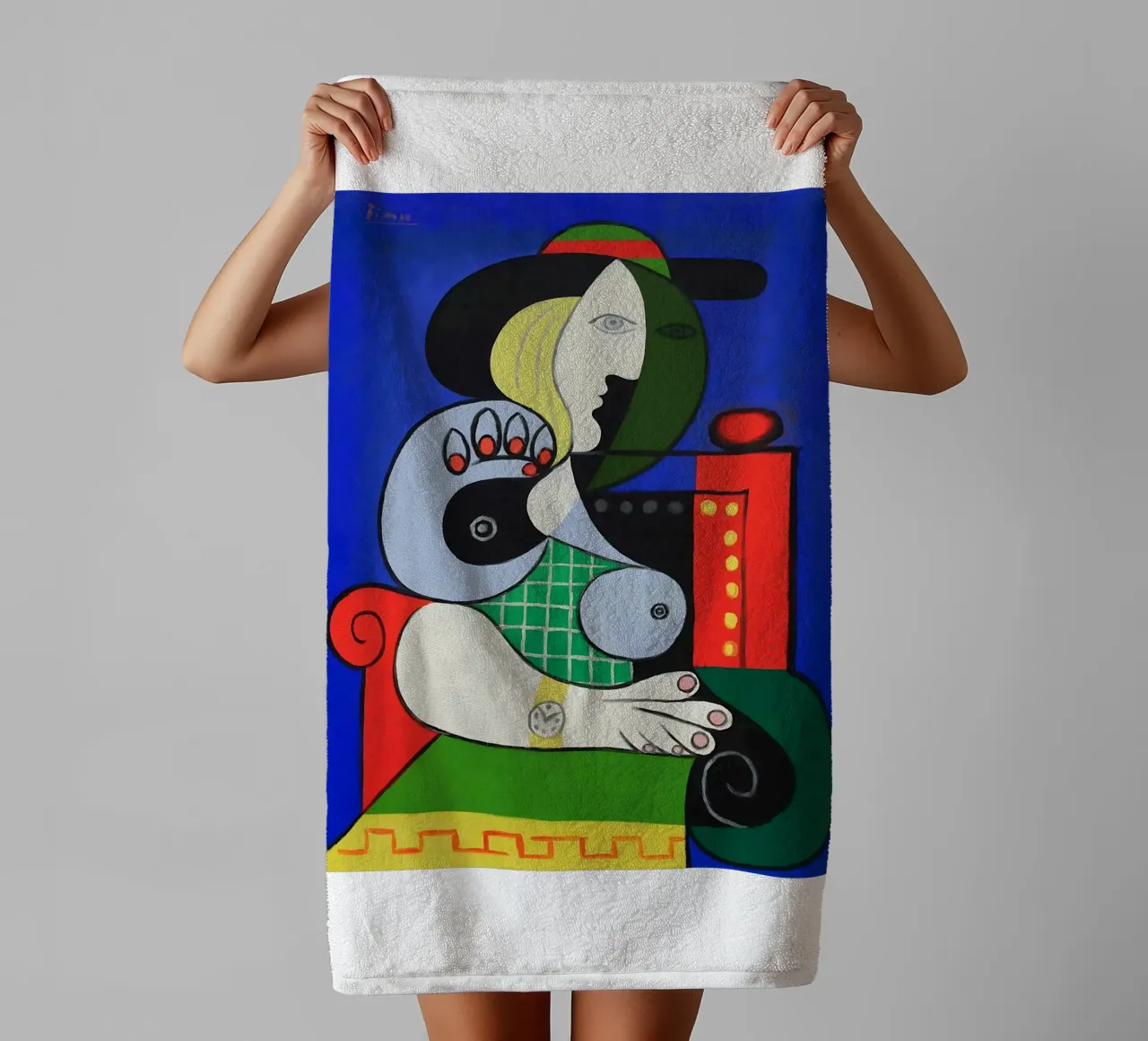 Pablo Picasso - Donna con orologio asciugamano da bagno da careytowne1