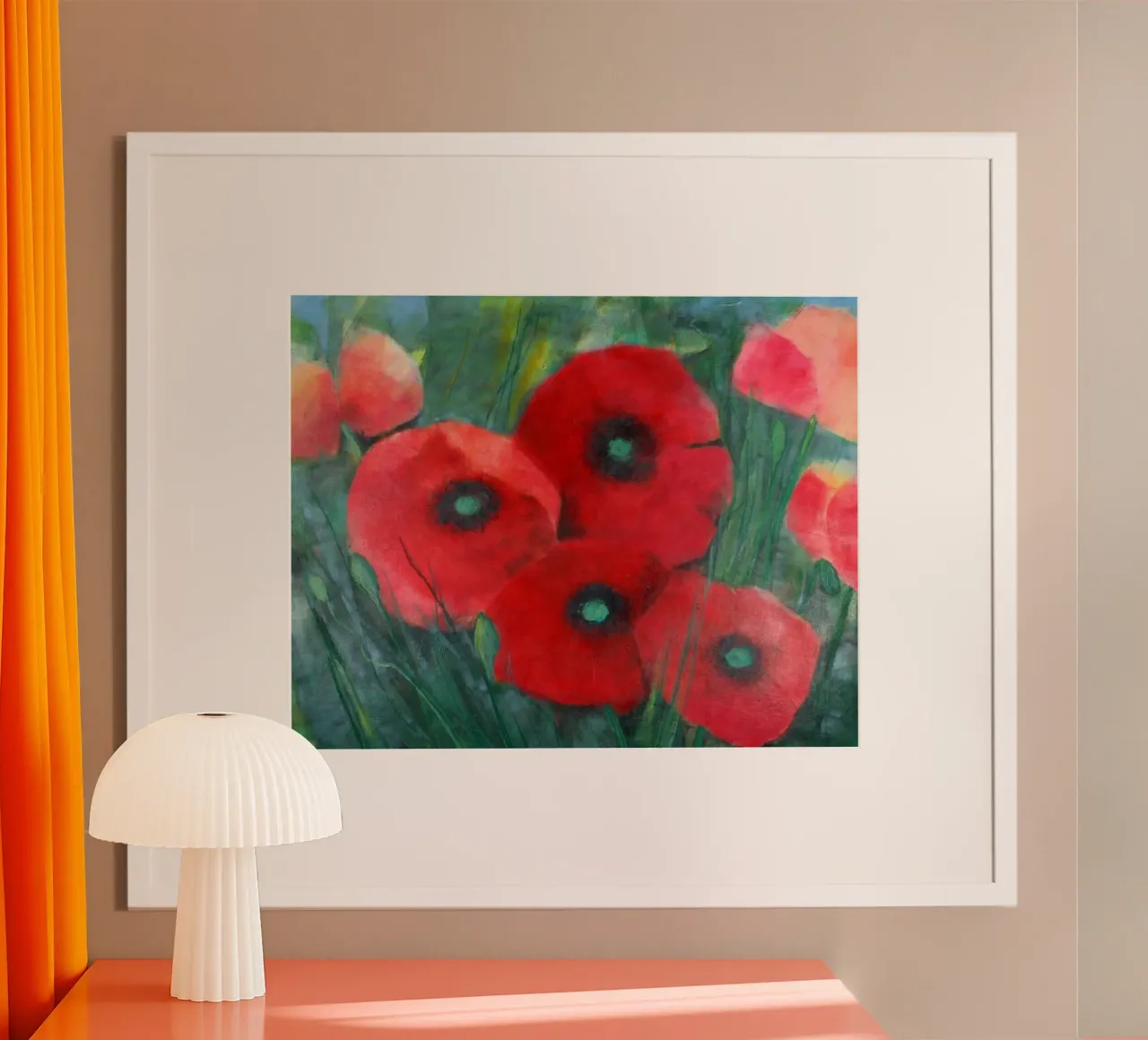 Mohnblumen auf Wiese carta hahnemühle da Anita Gewald